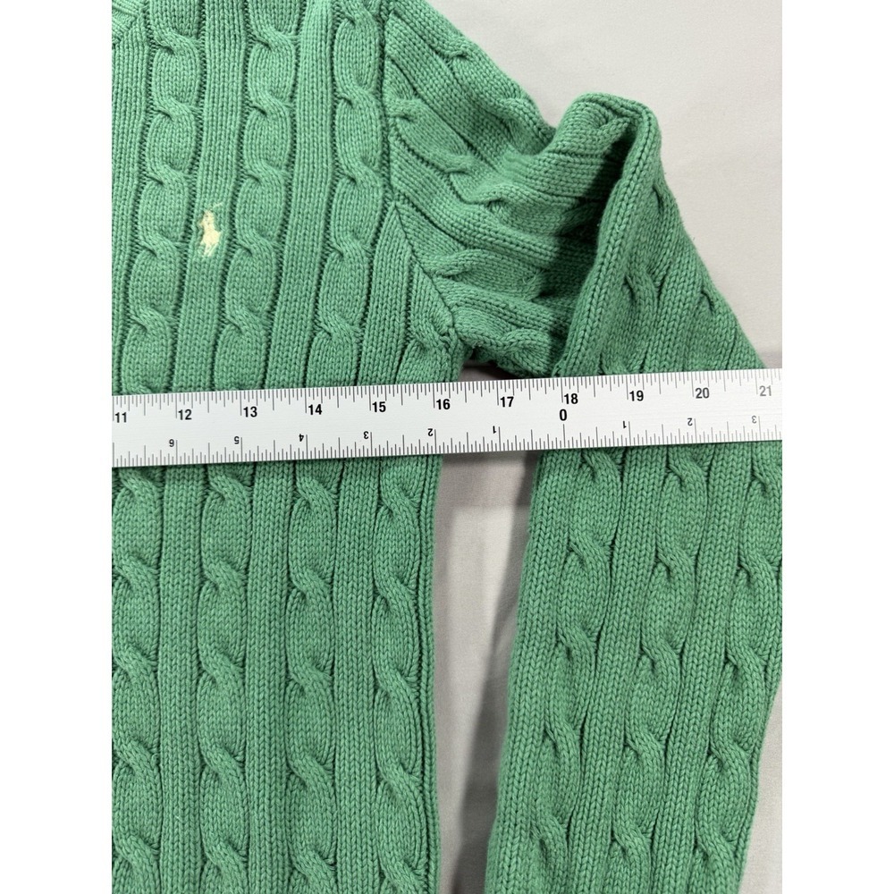 Ralph Lauren Women's Green Cable-Knit Crew Neck Long Sleeve Cotton Sweater S - Picture 6 of 7